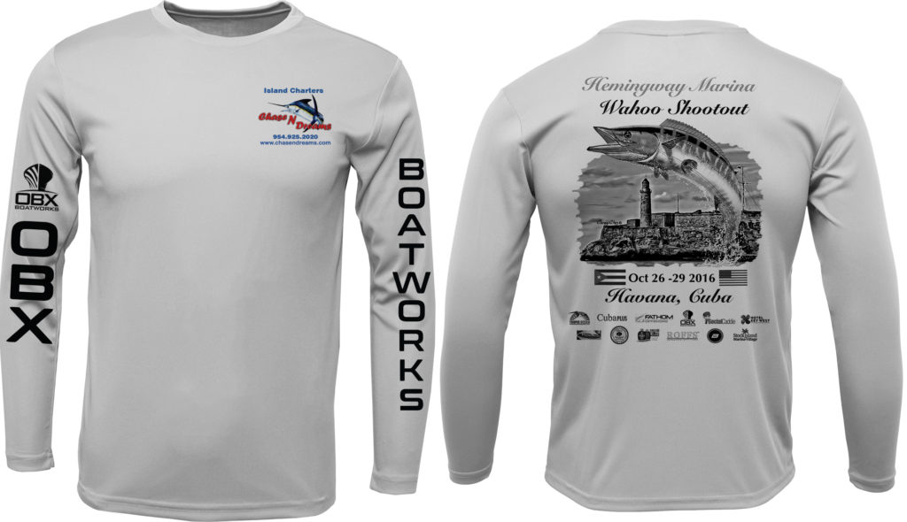 Official Wahoo Hemingway, Havana, Cuba Tournament Shirt. COLOR BATTLE GREY