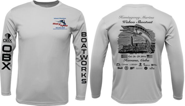 Official Wahoo Hemingway, Havana, Cuba Tournament Shirt. COLOR BATTLE GREY