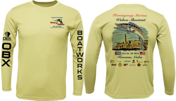 Official Wahoo Hemingway, Havana, Cuba Tournament Shirt. COLOR SPORT YELLOW