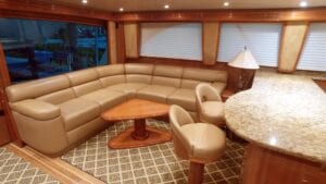 living space inside a yacht different angle