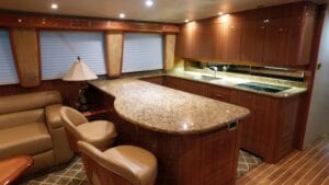 kitchen area inside a yacht