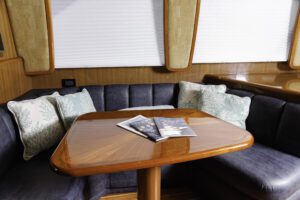 a table with brochures on it